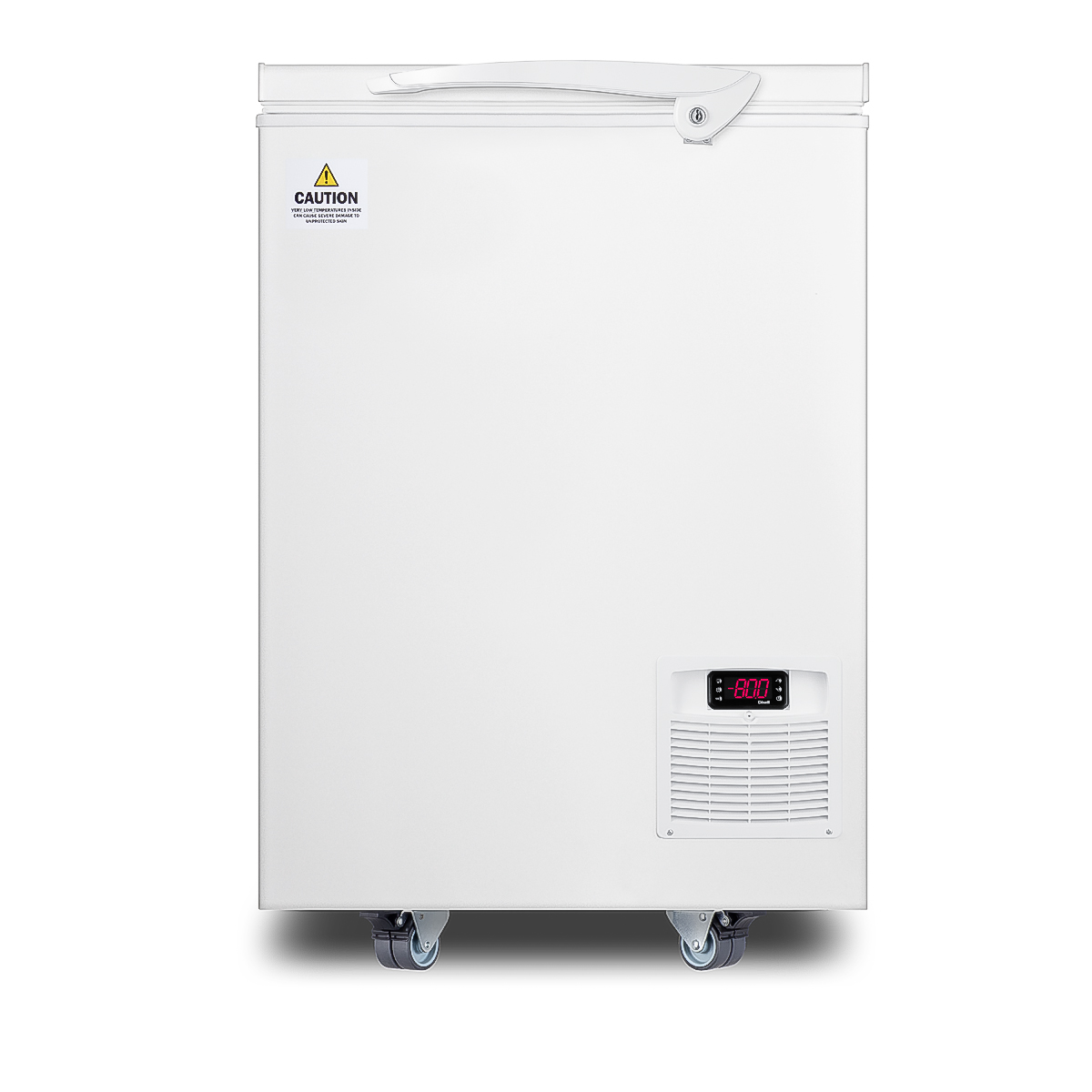 -86 C capable ultra low chest freezer for laboratory and life science storage, with 6 vertical stainless steel box racks included